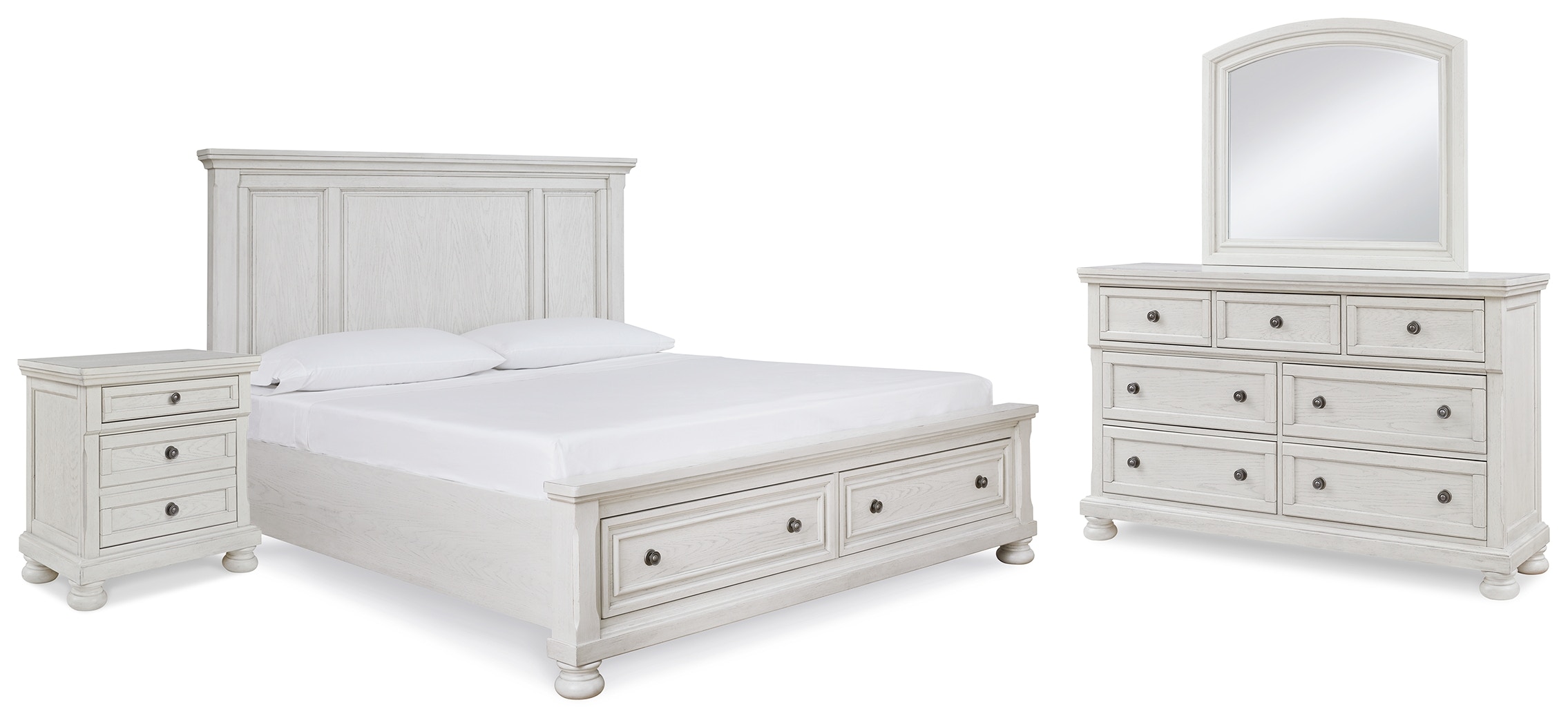 Ashley Robbinsdale Queen Sleigh Bed With 2 Storage Drawers B742-77-74 ...