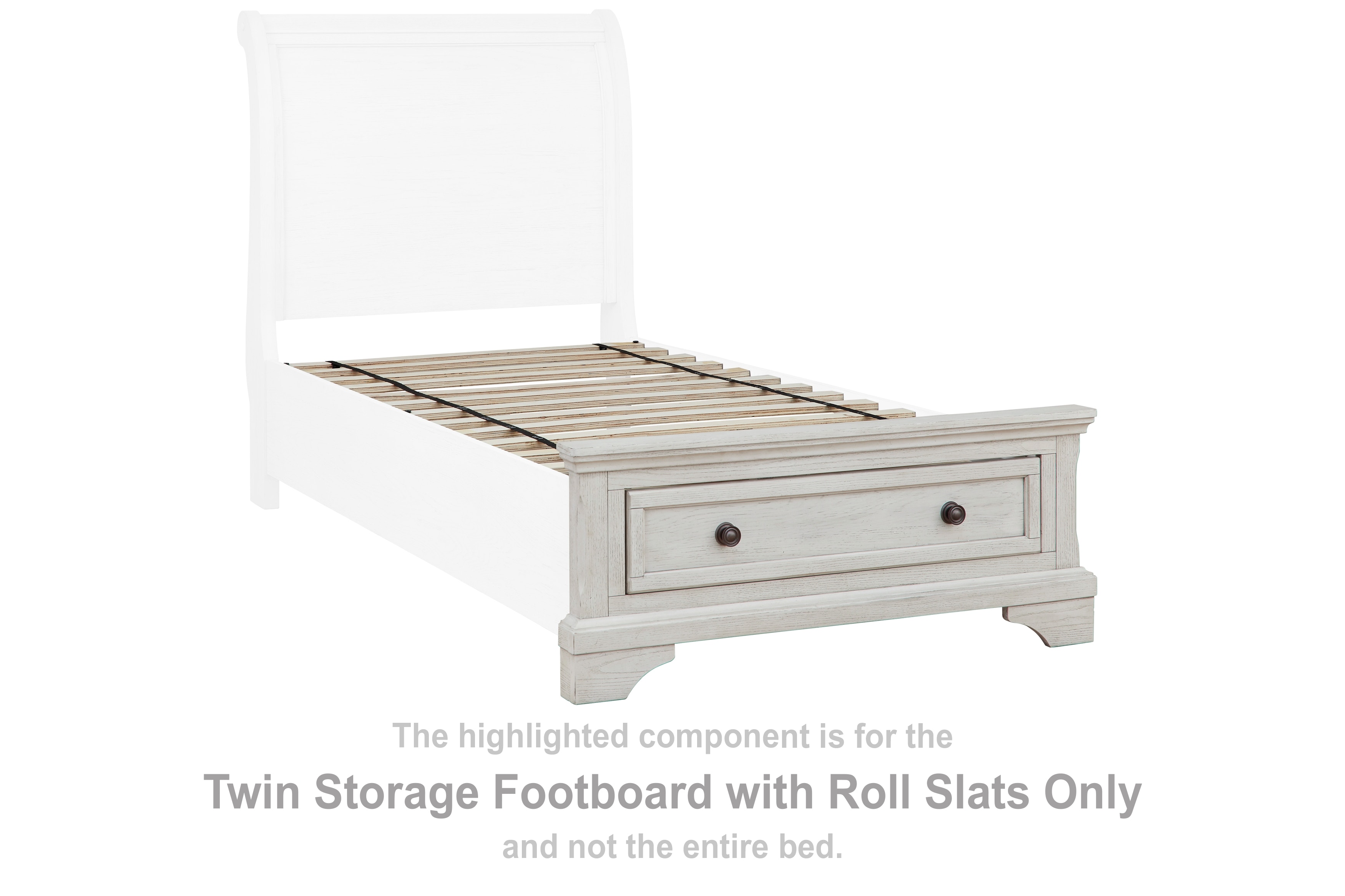 Signature Design by Ashley Bedroom Robbinsdale Twin Storage Footboard with Roll Slats B742 52S