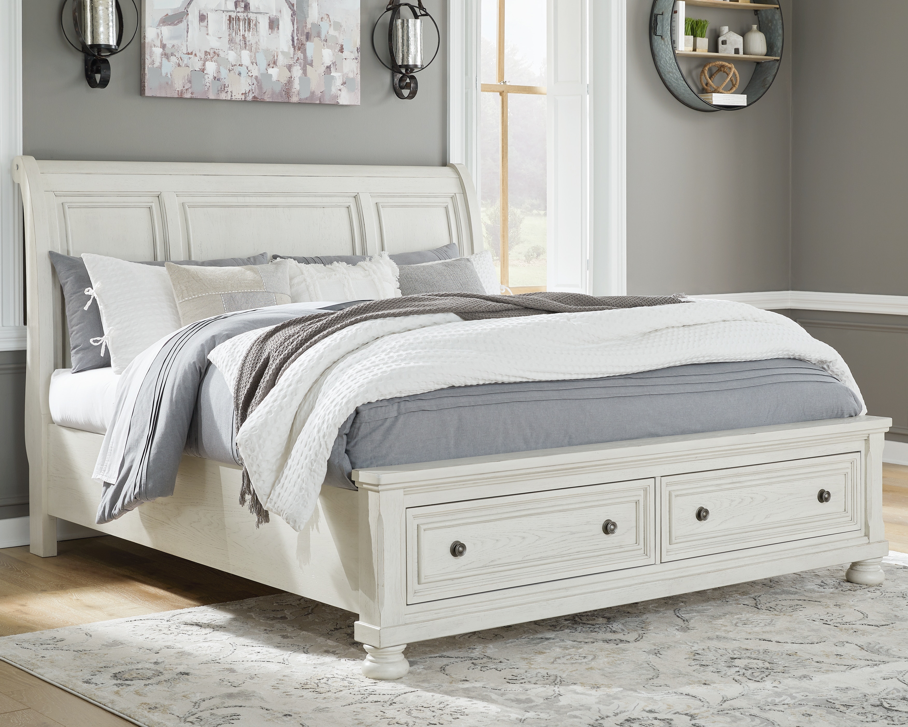 Ashley Bedroom Robbinsdale Queen Sleigh Bed With Storage B742B3 - Dewey ...