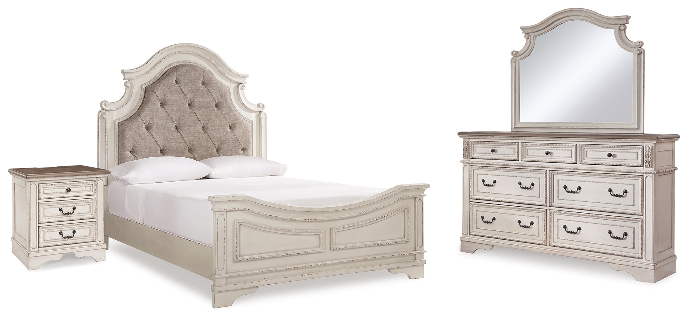Signature Design by Ashley Bedroom Realyn Queen Bed with Mirrored Dresser and Nightstand B743B22