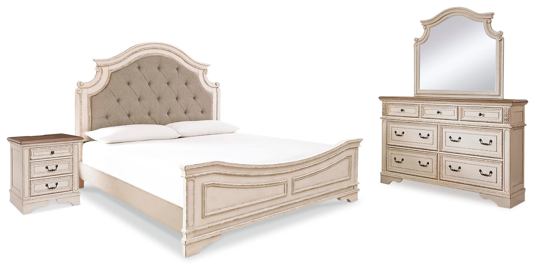 Ashley Realyn California King Panel Bed, Dresser, Mirror and Nightstand B743B31