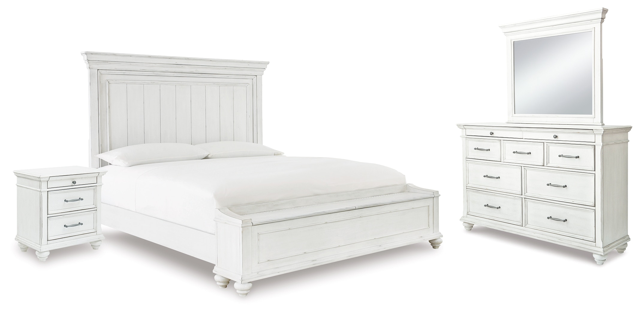 Kanwyn Queen Panel Storage Bed, Dresser, Mirror And Nightstand B777B19 ...