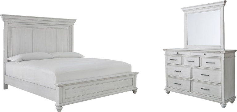 Benchcraft Kanwyn King Panel Bed, Dresser and Mirror B777B26