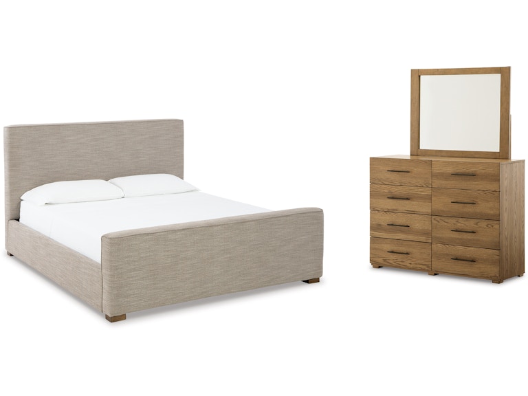 Signature Design by Ashley Dakmore California King Upholstered Bed, Dresser and Mirror B783B9