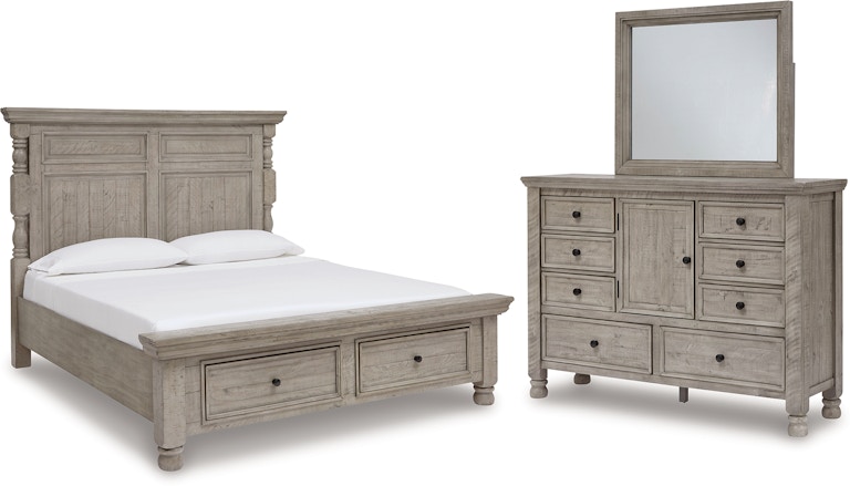 Millennium Harrastone California King Panel Bed, Dresser and Mirror B816B7