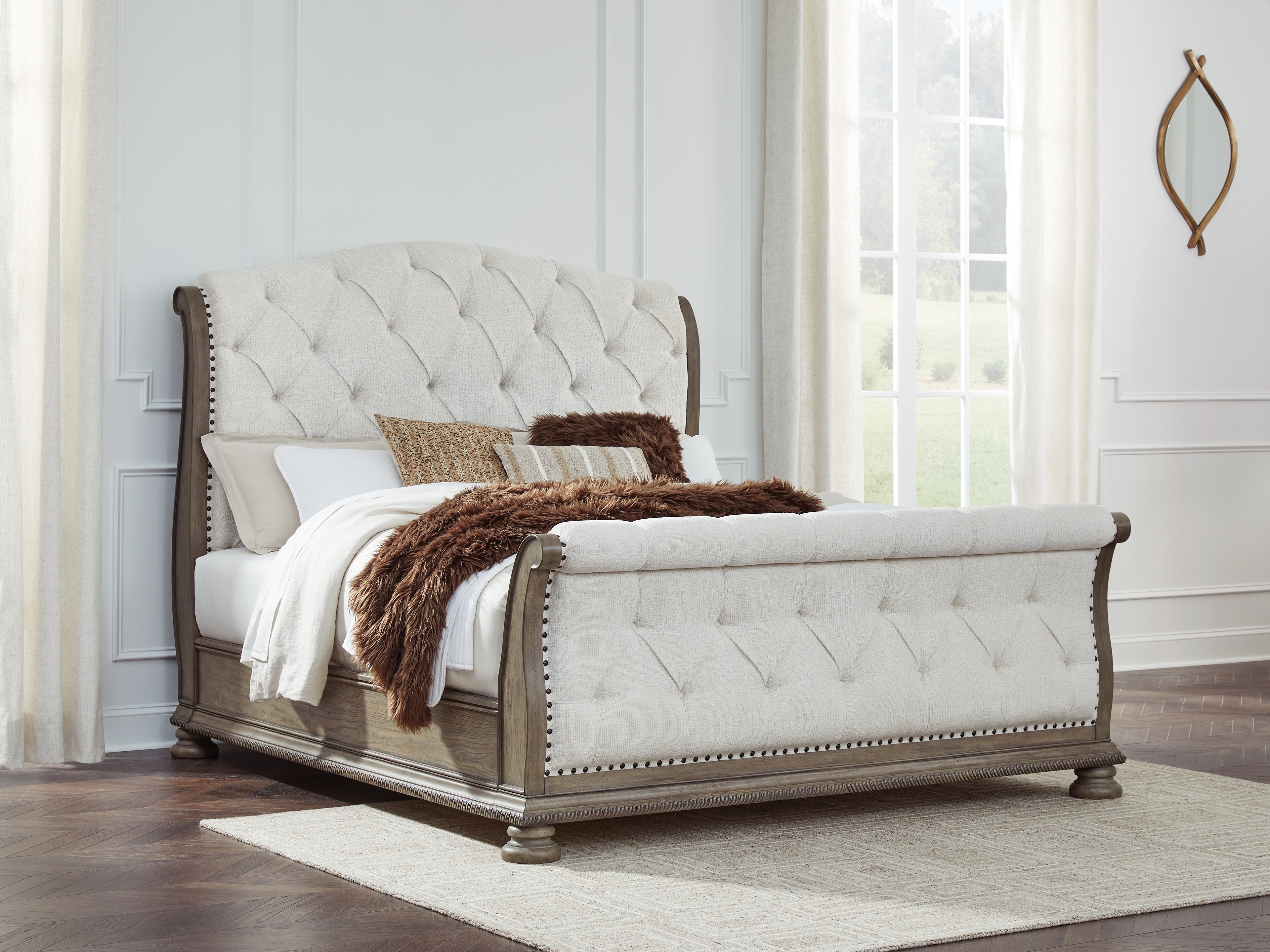 Signature Design by Ashley Bedroom Ardenfield King Upholstered Sleigh Bed Skaff Furniture Carpet