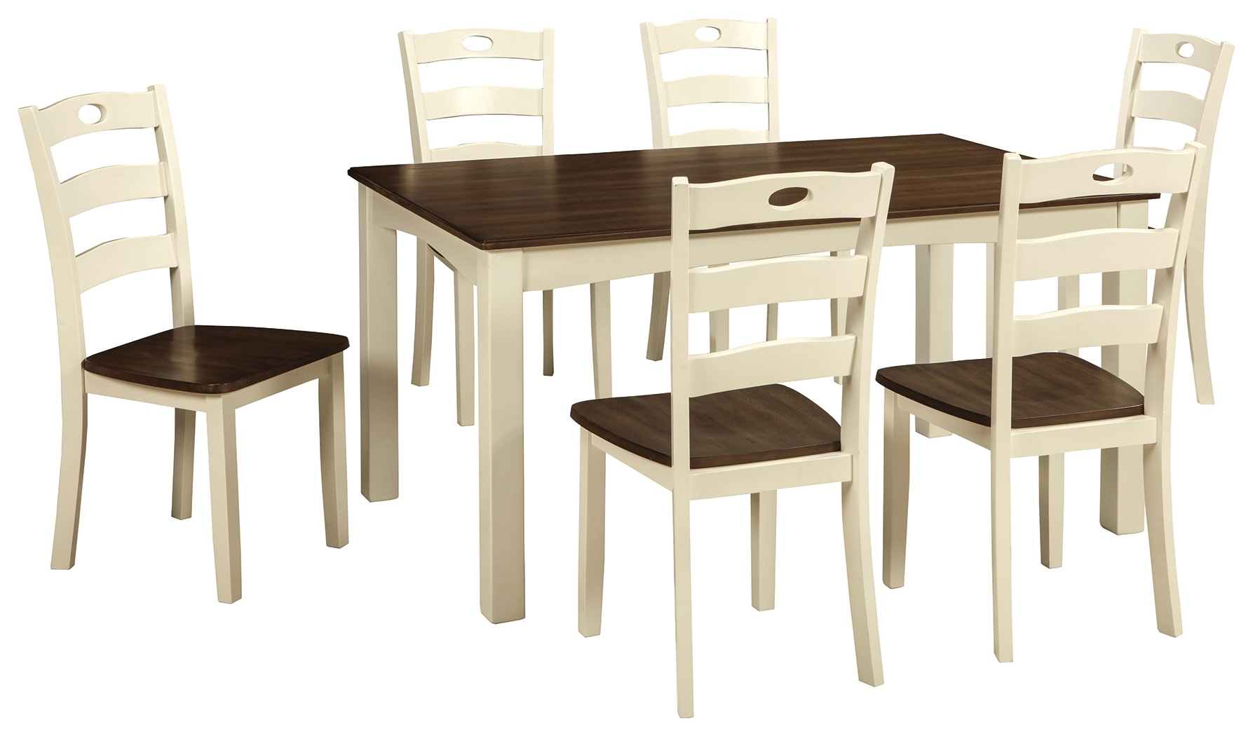 Shop our 7pc Set Woodanville Cream Brown Dining Table 6 Chairs