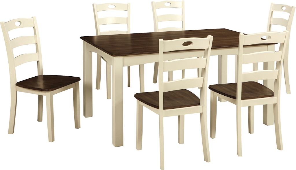 Woodanville White Brown Dining Room Table Set
