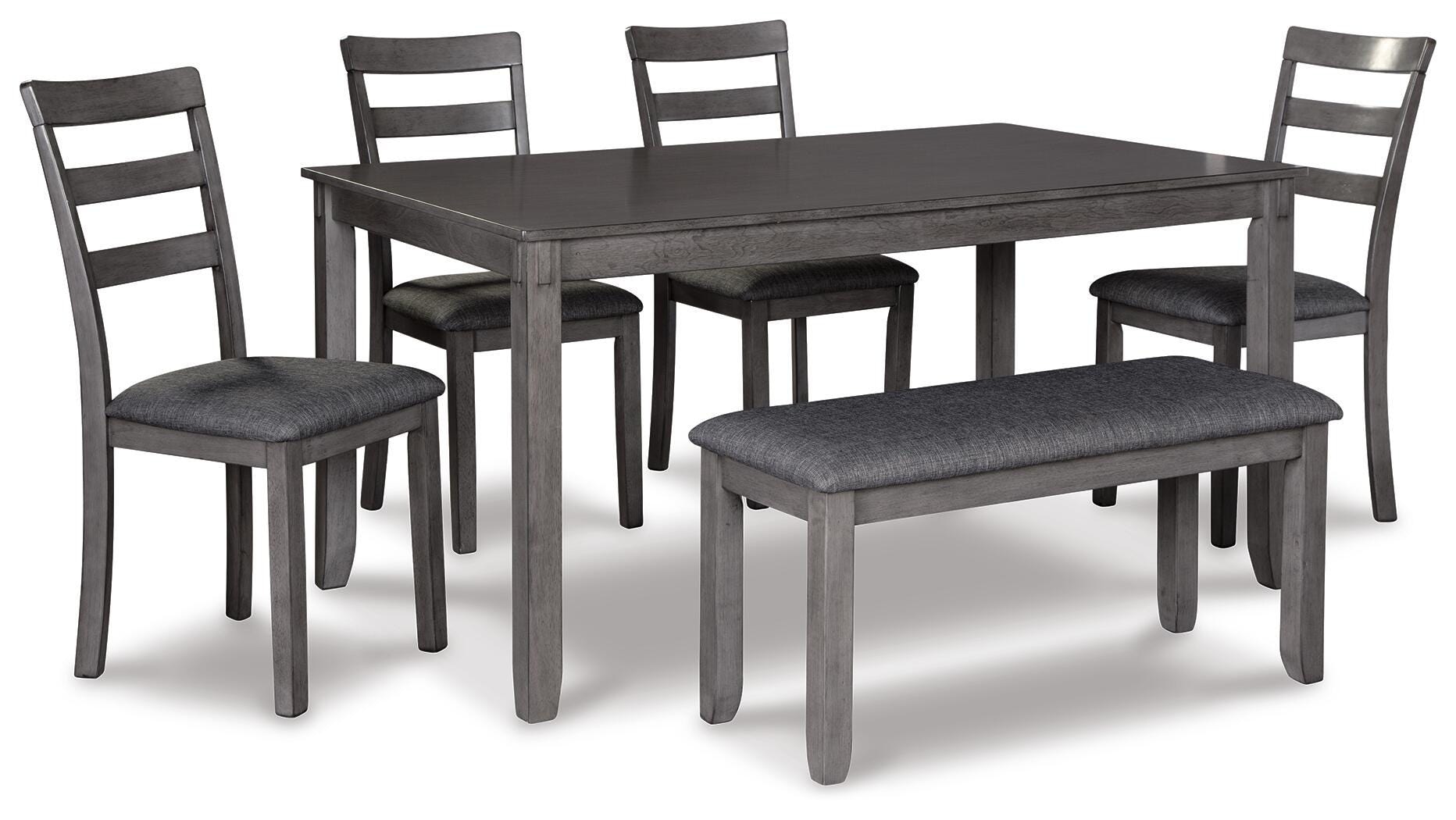 Signature Design by Ashley Bridson Dining Table and Chairs with Bench (Set of 6) D383-325