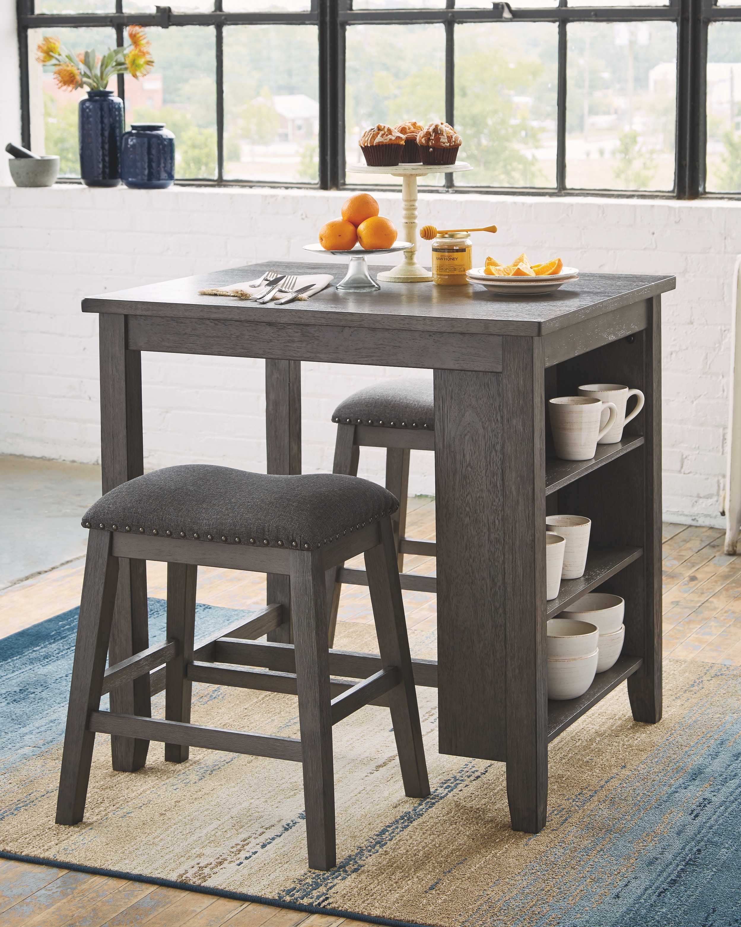 dining room table with bar stools