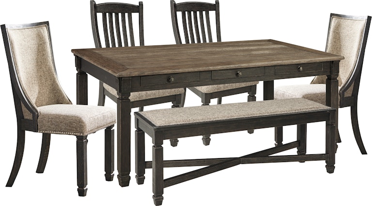 Signature Design by Ashley Tyler Creek Dining Table with 4 Chairs and Bench D736D6 D736D6