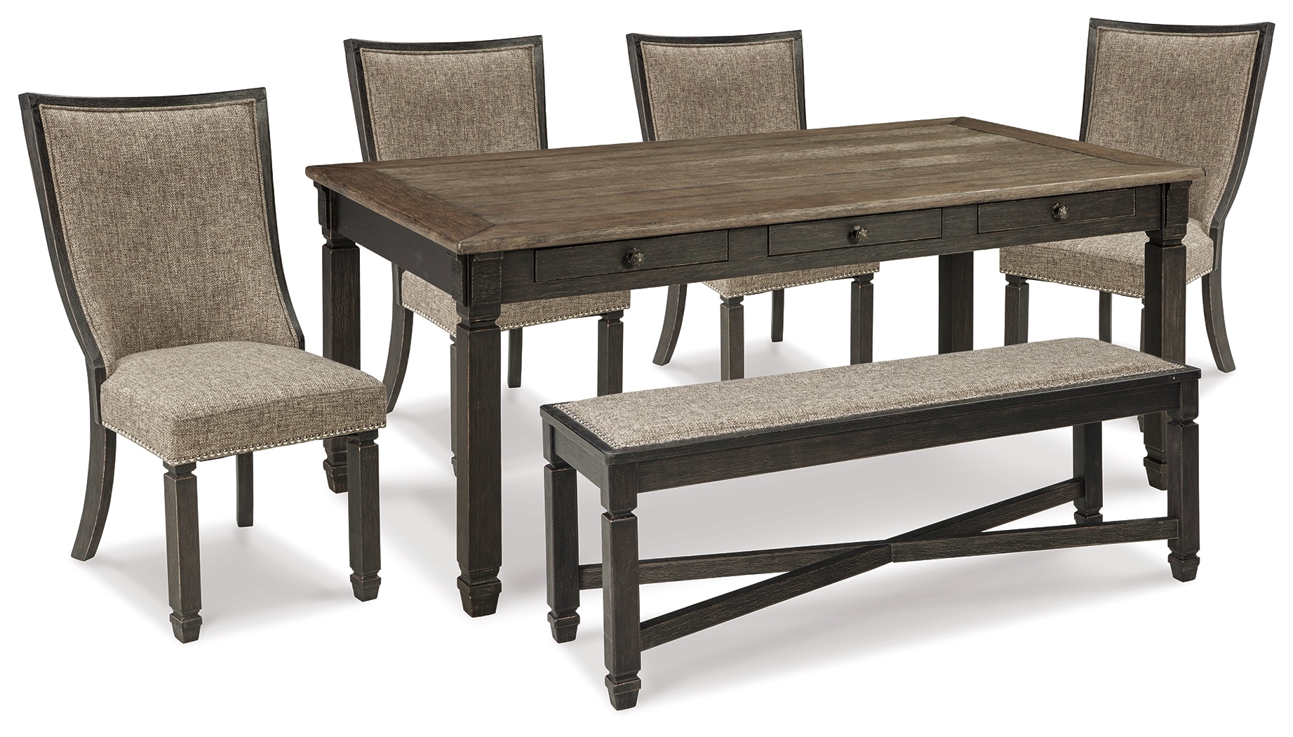 Johnelle dining table and discount 4 chairs and bench set