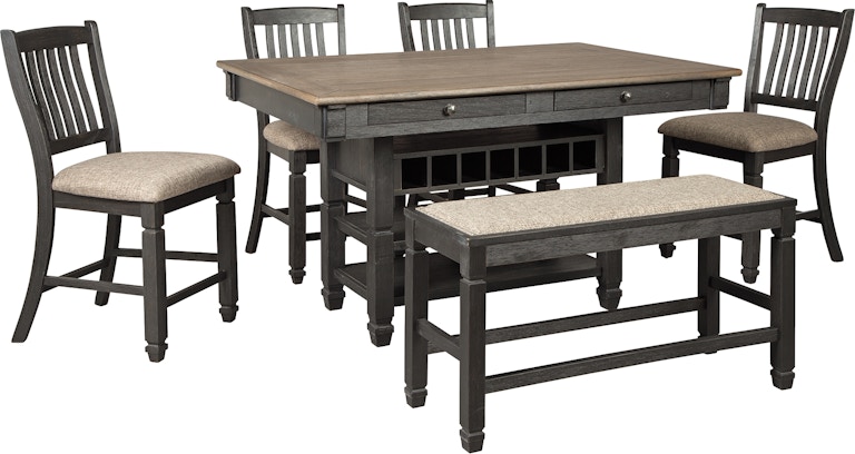 Signature Design by Ashley Tyler Creek Counter Height Dining Table and 4 Barstools and Bench D736D8 D736D8