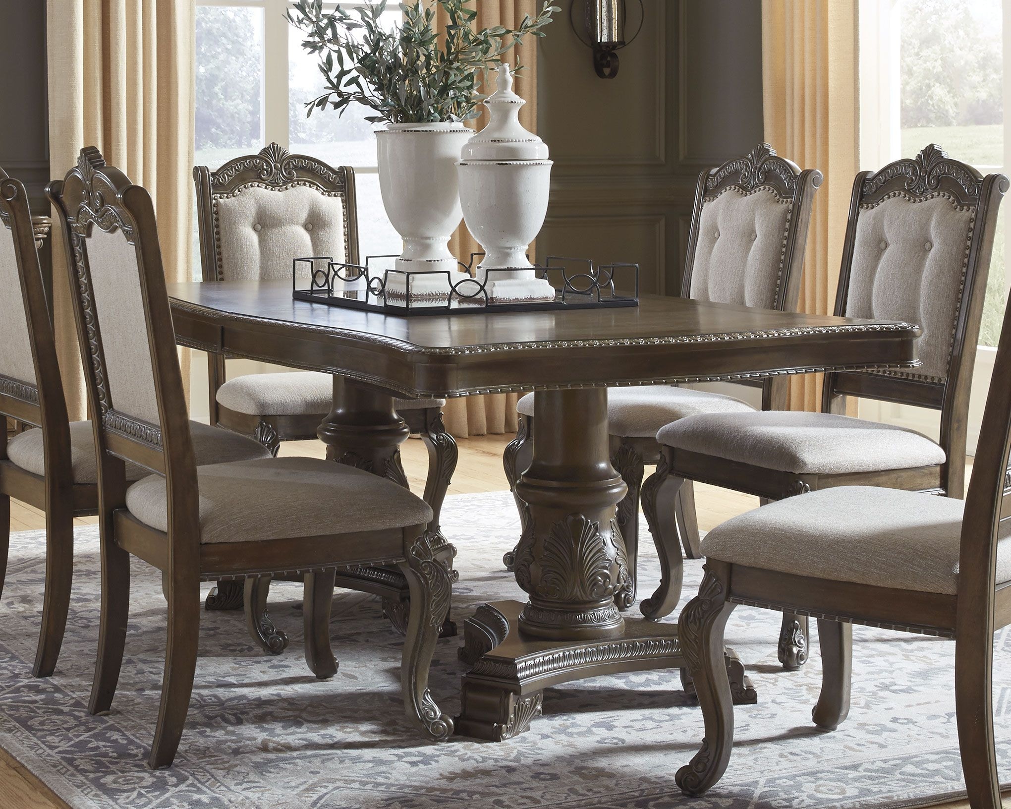 ashley pedestal dining table