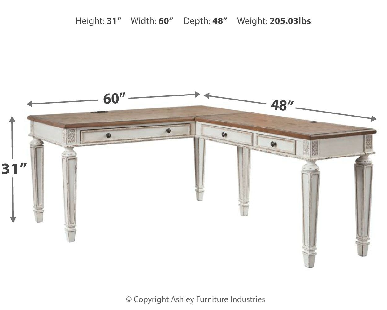 realyn 2 piece l shaped desk