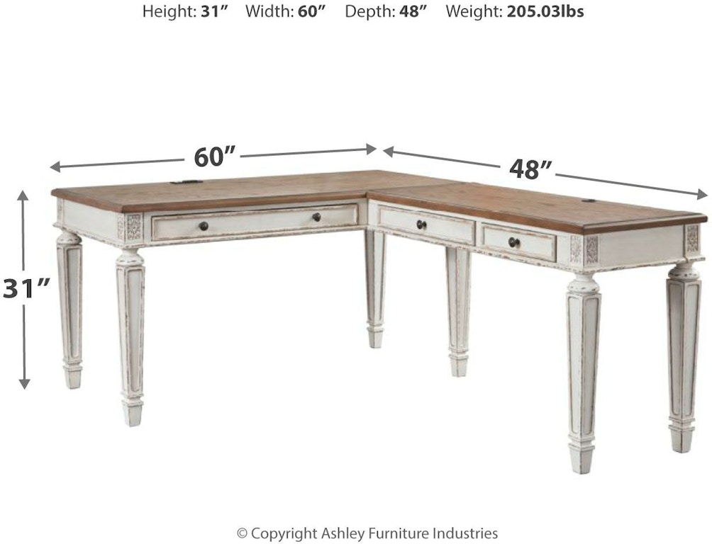 Signature Design By Ashley Realyn 2 Piece Home Office Desk H743h1