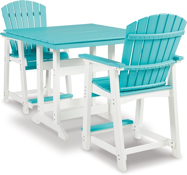Signature Design by Ashley Eisely Outdoor Counter Height Dining Table with 2 Barstools P208P4 P208P4