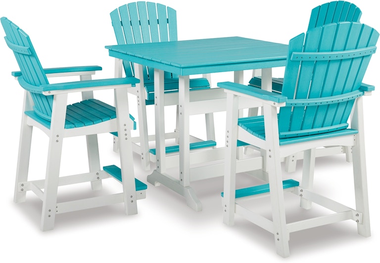 Signature Design by Ashley Eisely Outdoor Counter Height Dining Table with 4 Barstools P208P1 P208P1