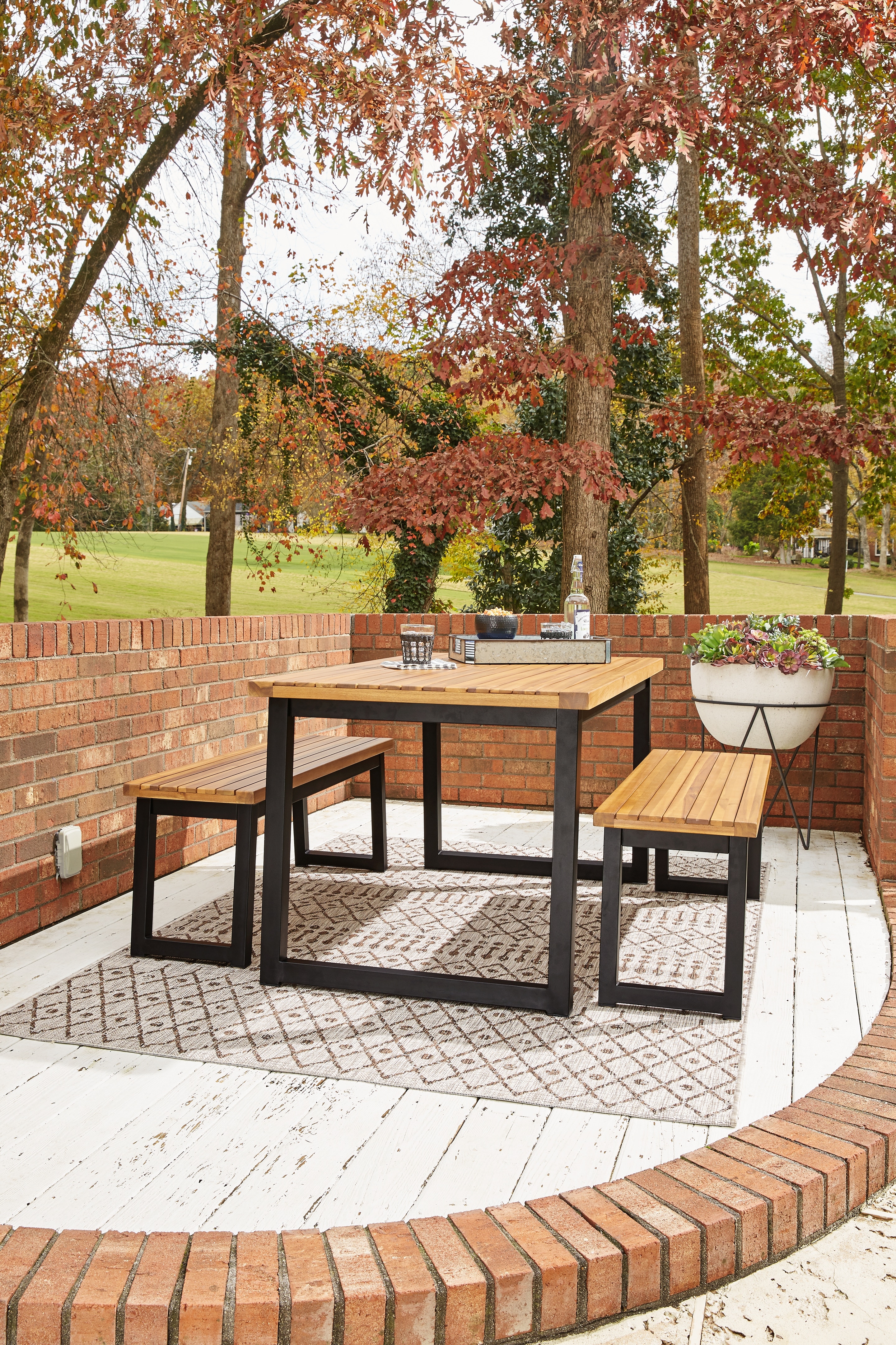 Ashley Town Wood Town Wood Outdoor Dining Table Set (Set of 3) P220115