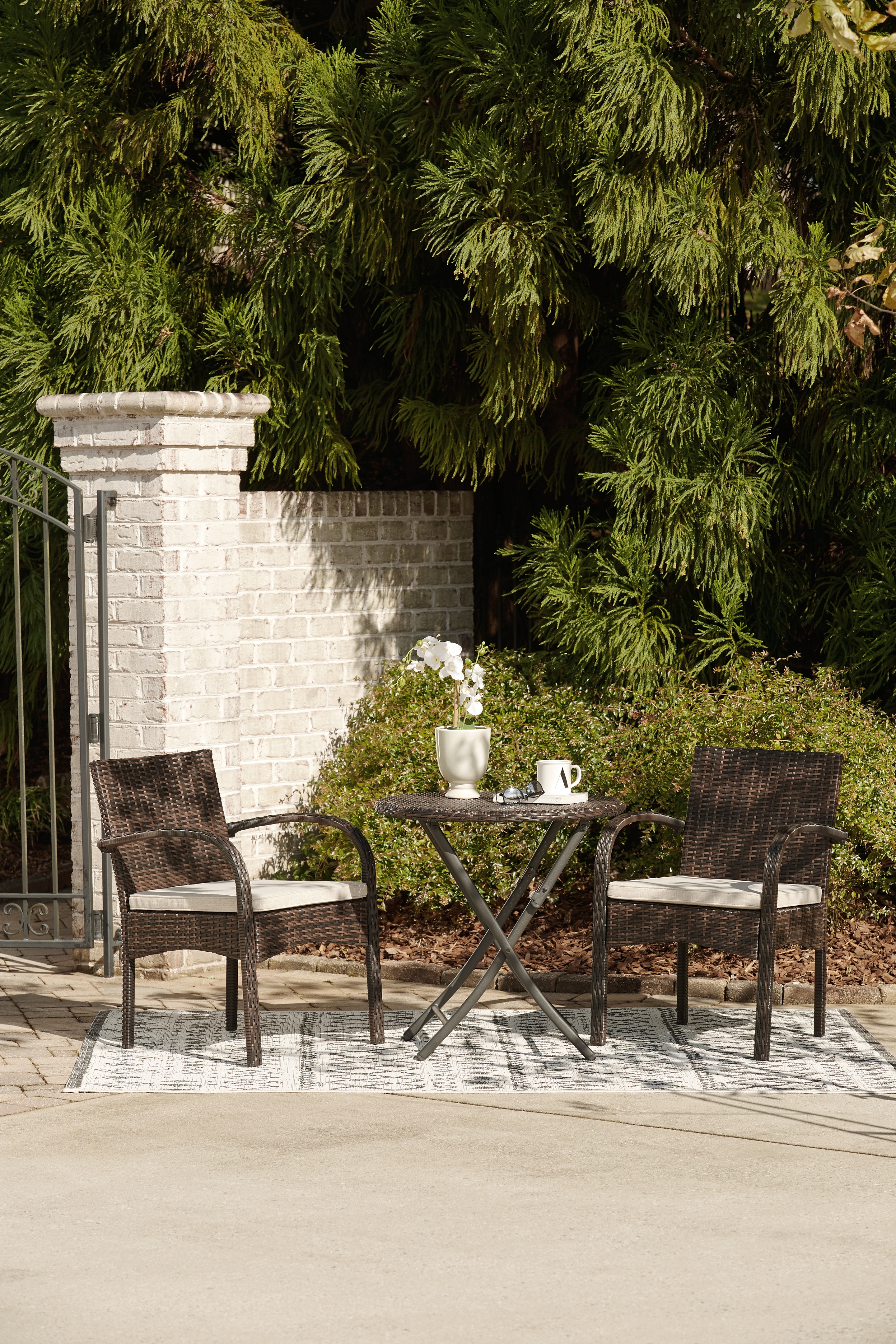 barcalounger patio furniture on Signature Design By Ashley Outdoor Patio Anchor Lane Outdoor Chairs With Table Set Set Of 3