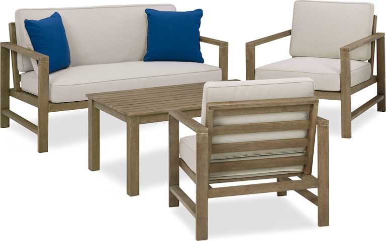 Signature Design by Ashley Fynnegan Outdoor Loveseat, 2 Lounge Chairs and Coffee Table P349P1