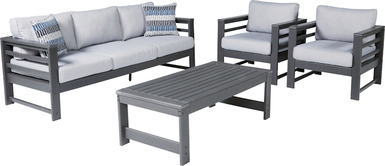 Signature Design by Ashley Amora Outdoor Sofa, 2 Lounge Chairs and Coffee Table P417P2 P417P2