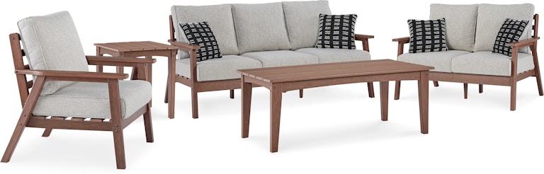 Signature Design by Ashley Emmeline Outdoor Sofa, Loveseat, 2 Lounge Chairs, Coffee Table and End Table P420P5