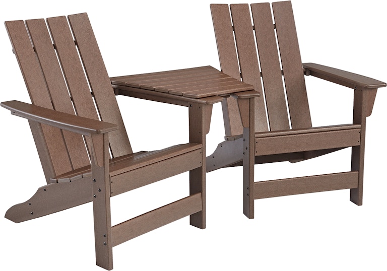 Signature Design by Ashley Emmeline 2 Adirondack Chairs with Tete-A-Tete Table Connector P420P4 P420P4