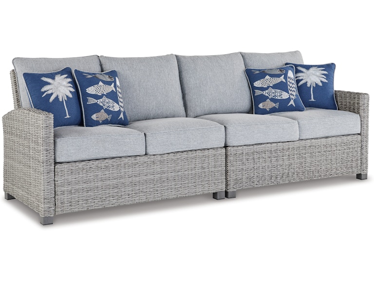 Signature Design by Ashley Naples Beach Outdoor Right and Left-arm Facing Loveseat with Cushion (Set of 2) 633482504