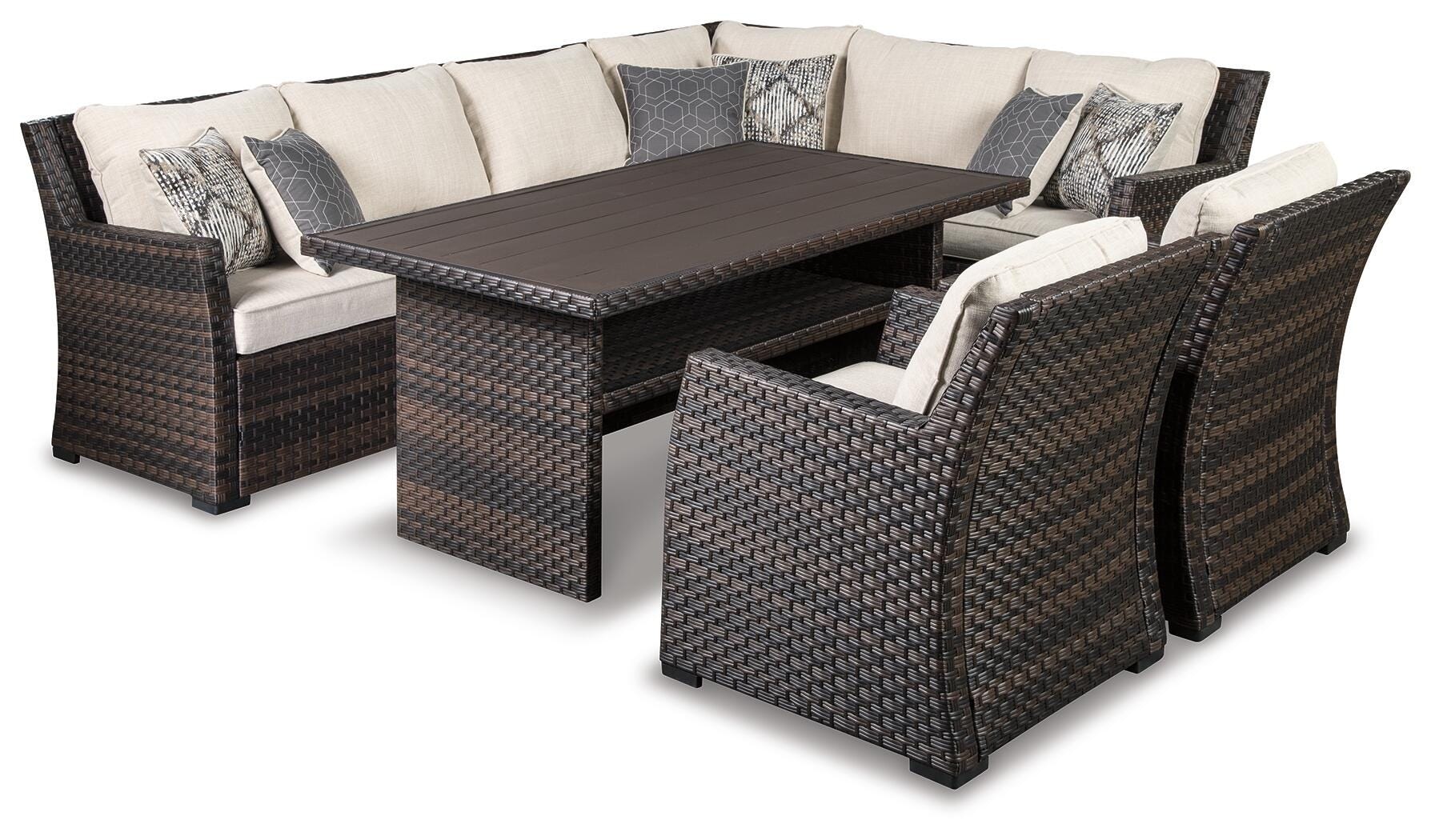 Signature Design by Ashley Easy Isle Nuvella 3 Piece Sectional with Coffee Table and 2 Lounge Chairs PKG014432