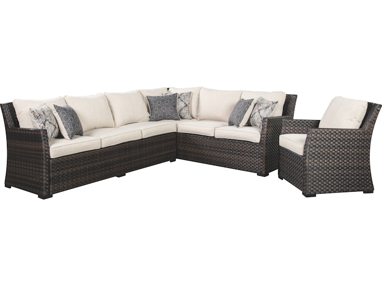 Signature Design by Ashley Easy Isle 3-Piece Outdoor Sectional and Lounge Chair with Cushions P455-822 002963627