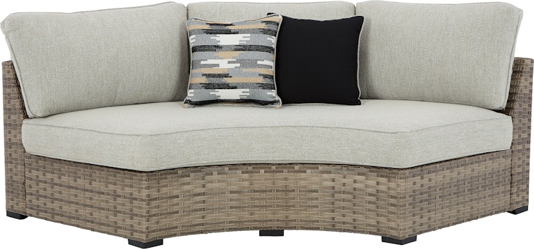 Signature Design by Ashley Calworth Outdoor Curved Loveseat with Cushion P458-861 at Woodstock Furniture & Mattress Outlet