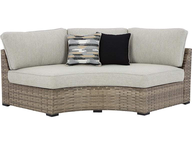 Signature Design by Ashley Calworth Outdoor Curved Loveseat with Cushion P458-861 at Woodstock Furniture & Mattress Outlet