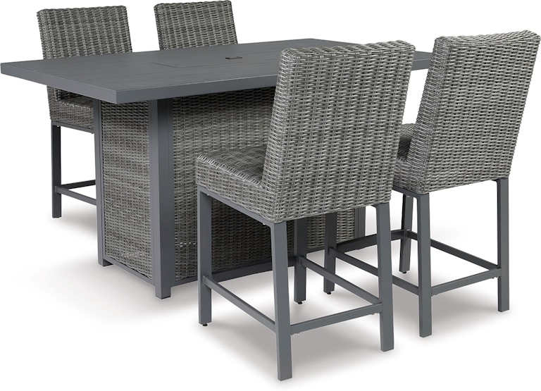 Signature Design by Ashley Palazzo Outdoor Counter Height Dining Table with 4 Barstools P520P1 P520P1