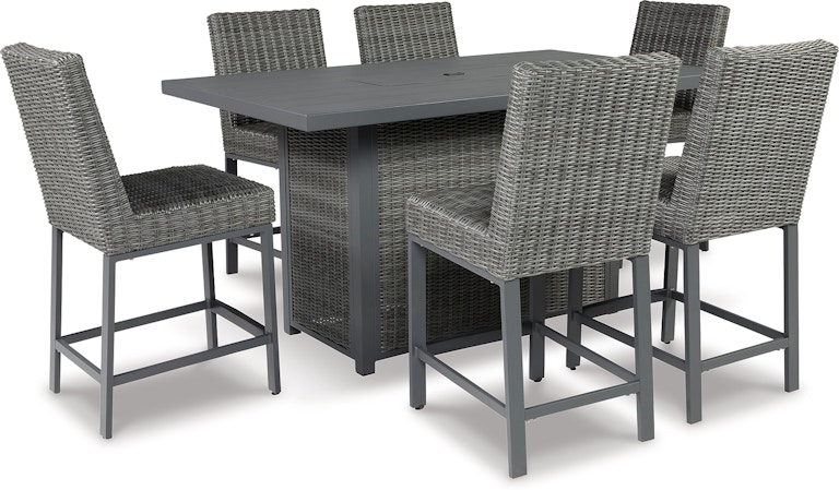 Signature Design by Ashley Palazzo Outdoor Counter Height Dining Table with 6 Barstools P520P2 P520P2