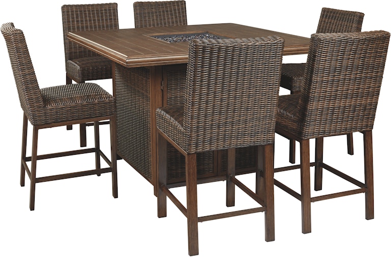 Signature Design by Ashley Paradise Trail 7-Piece Outdoor Bar Table Set P750 ASKP7507PCF