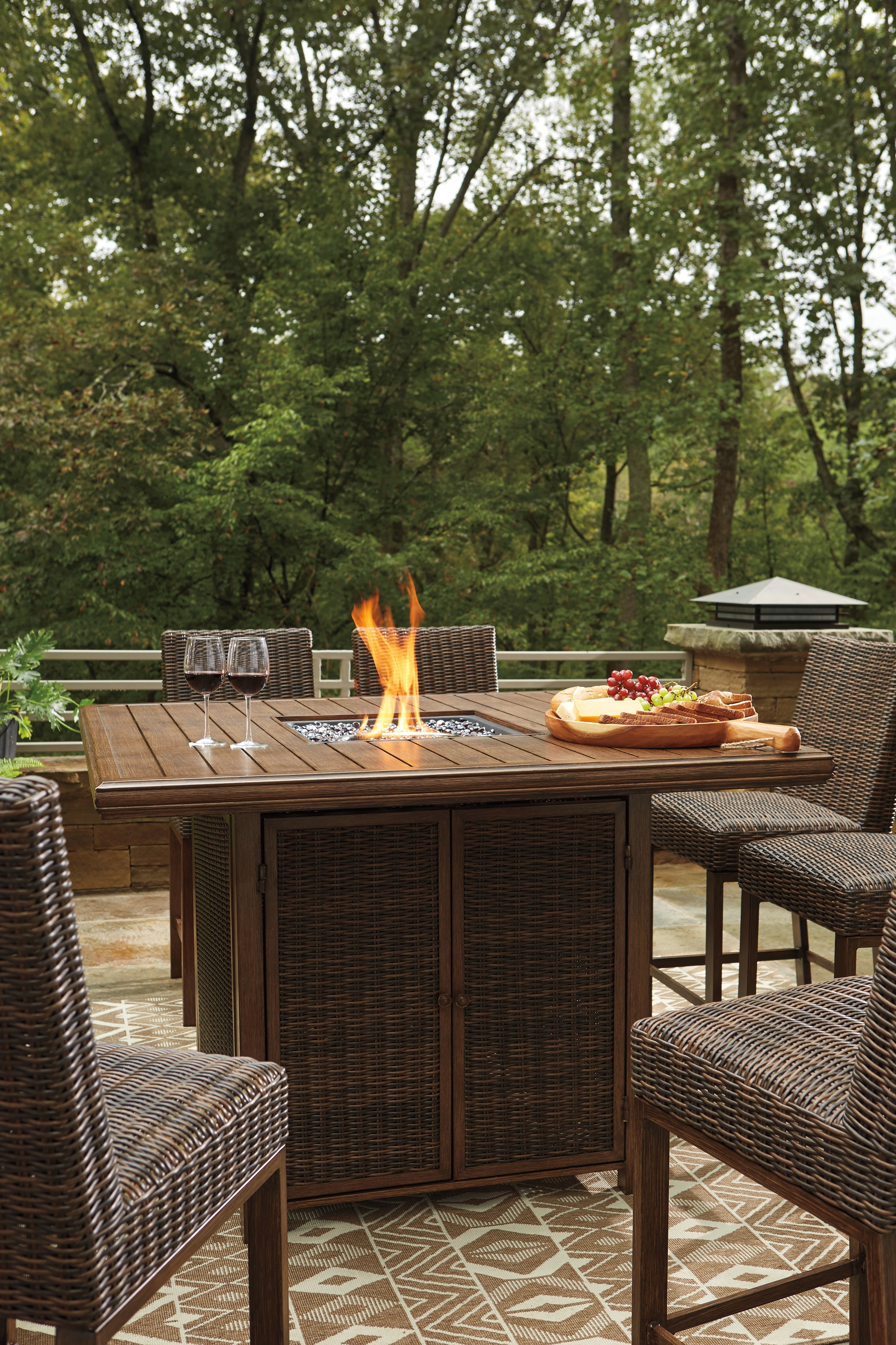 paradise trail outdoor bar table with fire pit