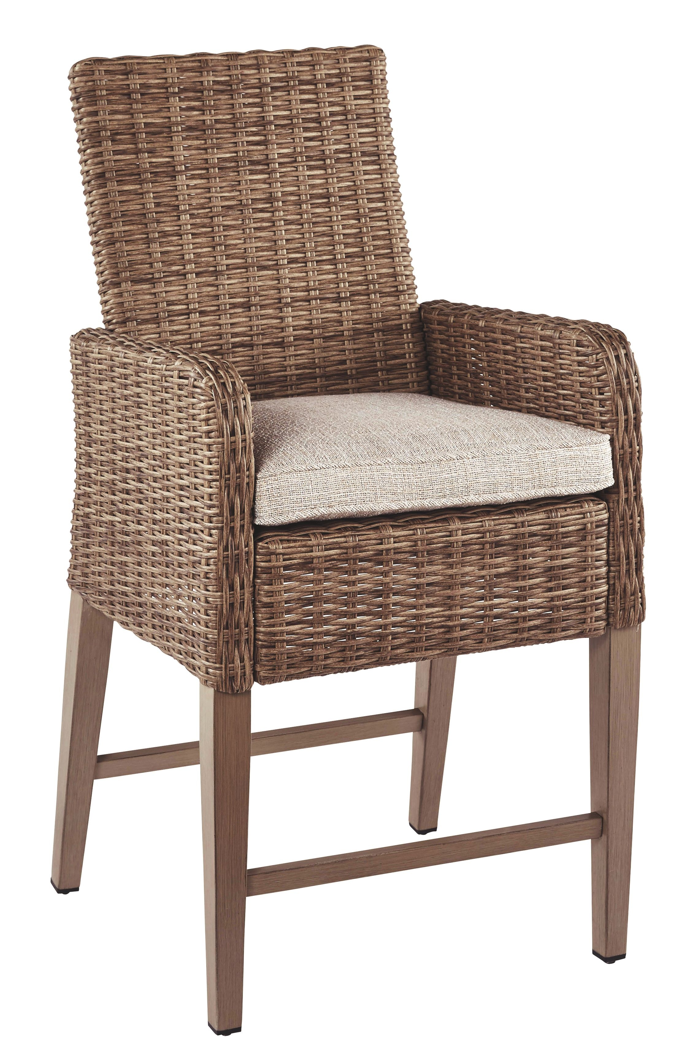 beachcroft beige outdoor living room set for sale on Signature Design By Ashley Outdoor Patio Beachcroft Bar Stool With Cushion Set Of 2 P791 130