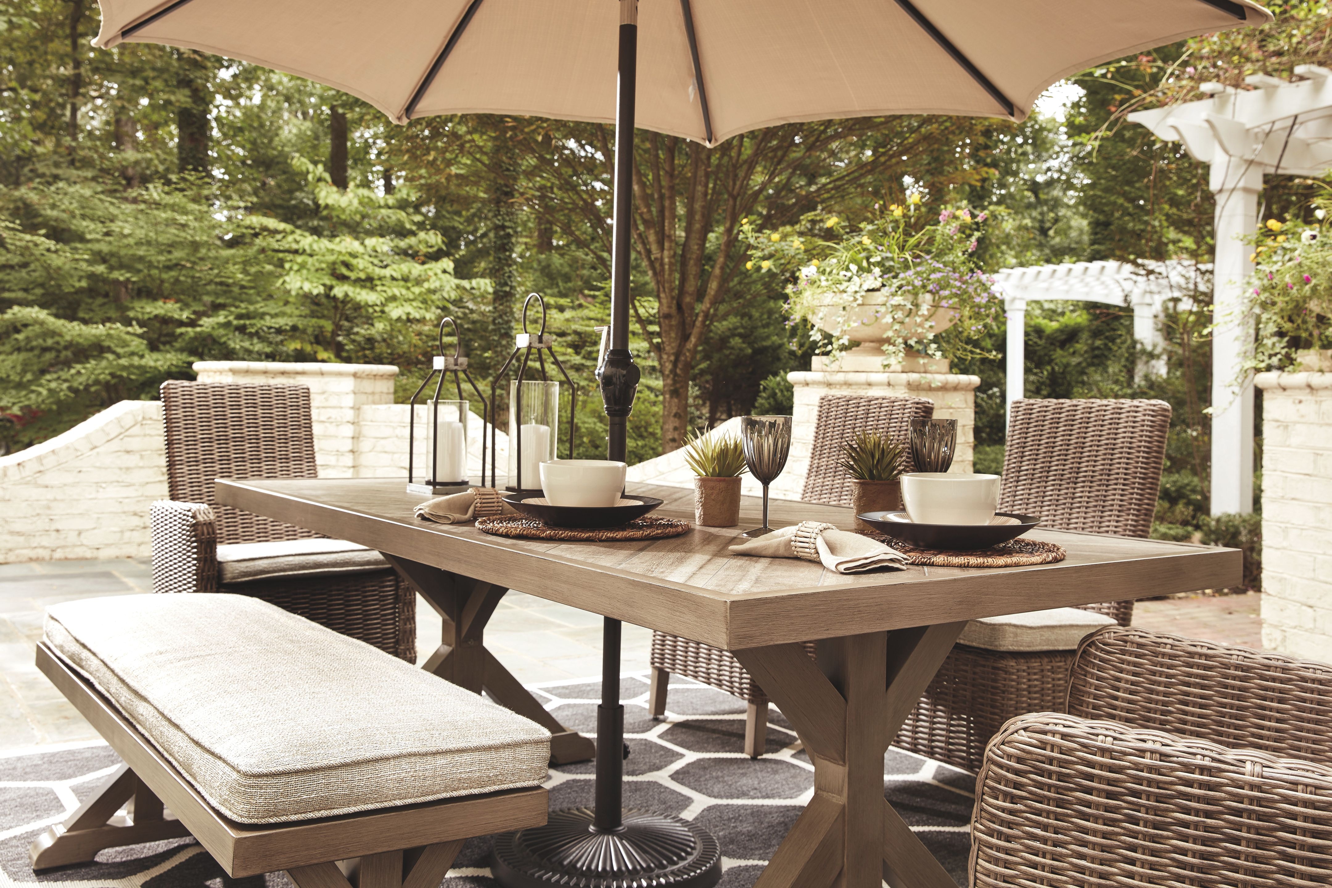 Beachcroft Outdoor Dining Table with Umbrella Option P791-625