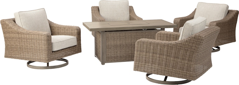 Signature Design by Ashley Beachcroft 5-Piece Outdoor Fire Pit Table with 4 Chairs P791P17 P791P17