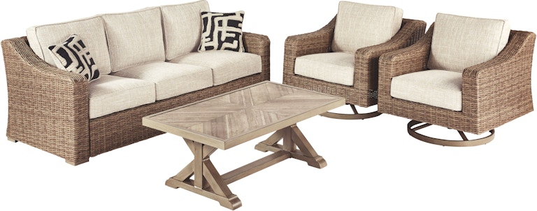 Signature Design by Ashley Beachcroft Outdoor Sofa with Coffee Table and 2 End Tables P791P15 P791P15