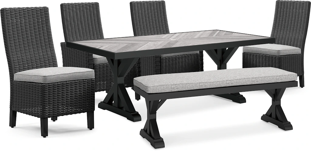Ashley Beachcroft Beachcroft Outdoor Dining Table, 4 Chairs and Bench ...