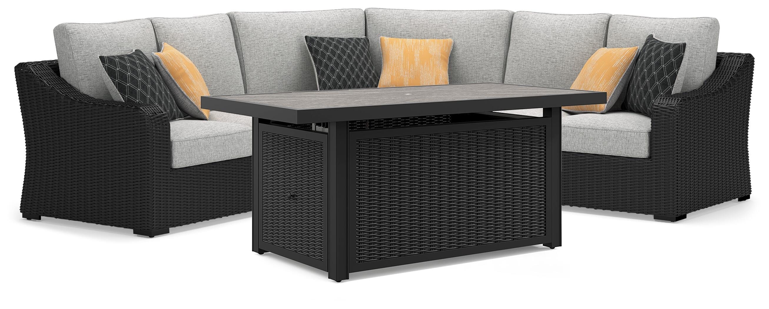 Signature Design by Ashley Beachcroft 3-Piece Outdoor Sectional and Fire Pit Table P792P9