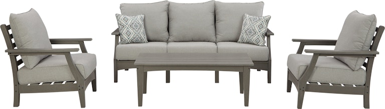 Signature Design by Ashley Visola Outdoor Sofa, 2 Lounge Chairs and Coffee Table P802P2 P802P2