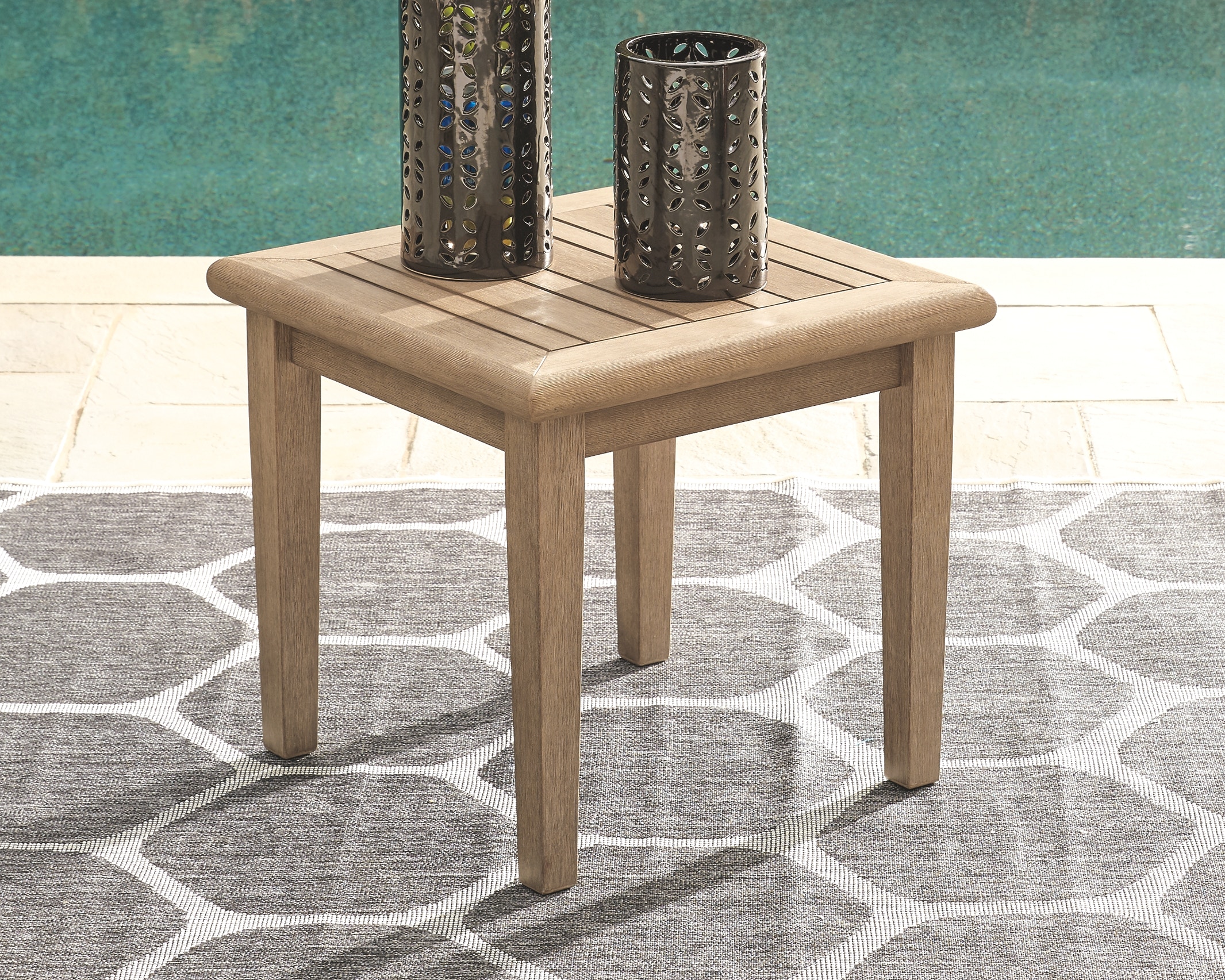 gerianne grayish brown outdoor rectangular cocktail table