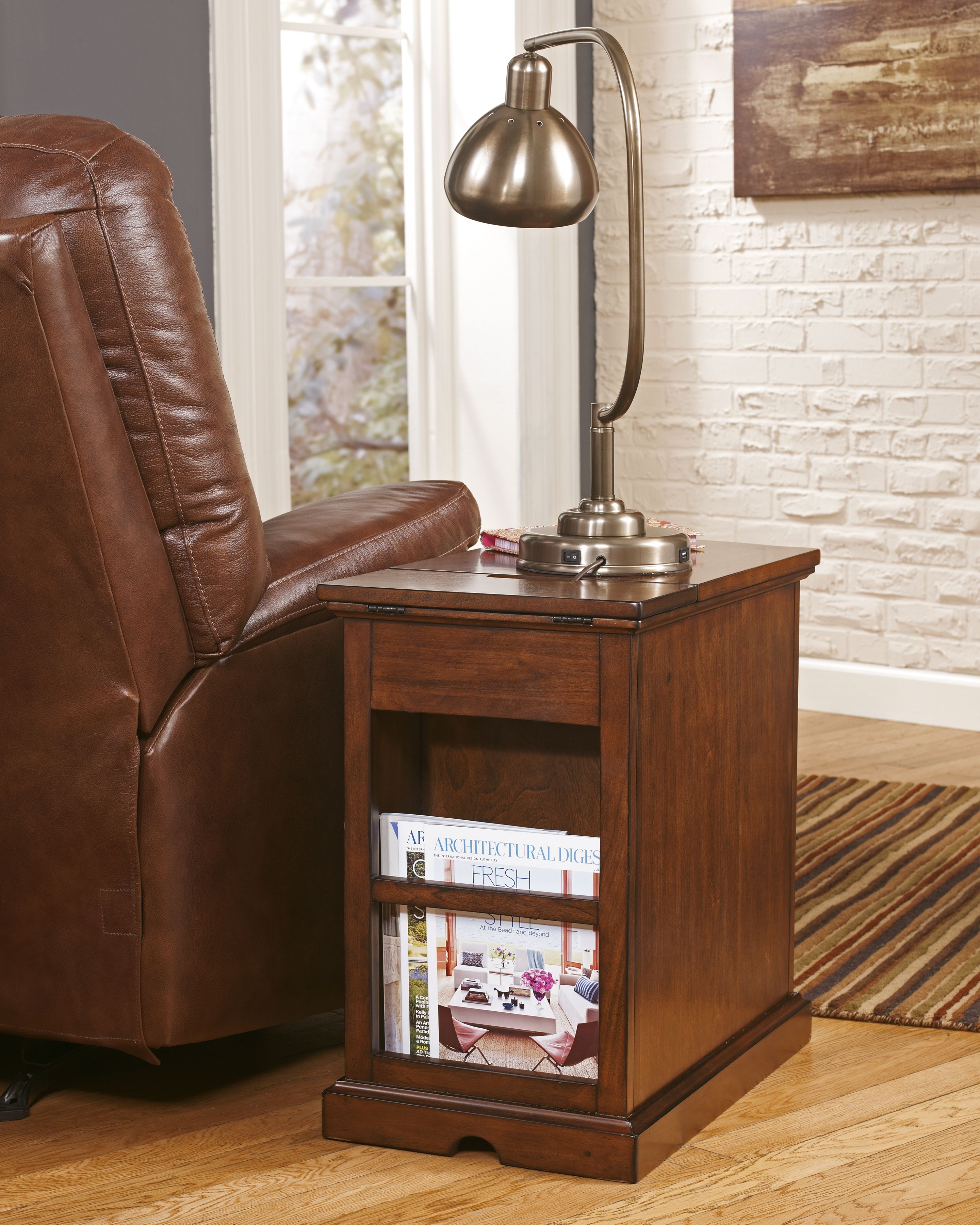 Chairside end table with online usb ports & outlets