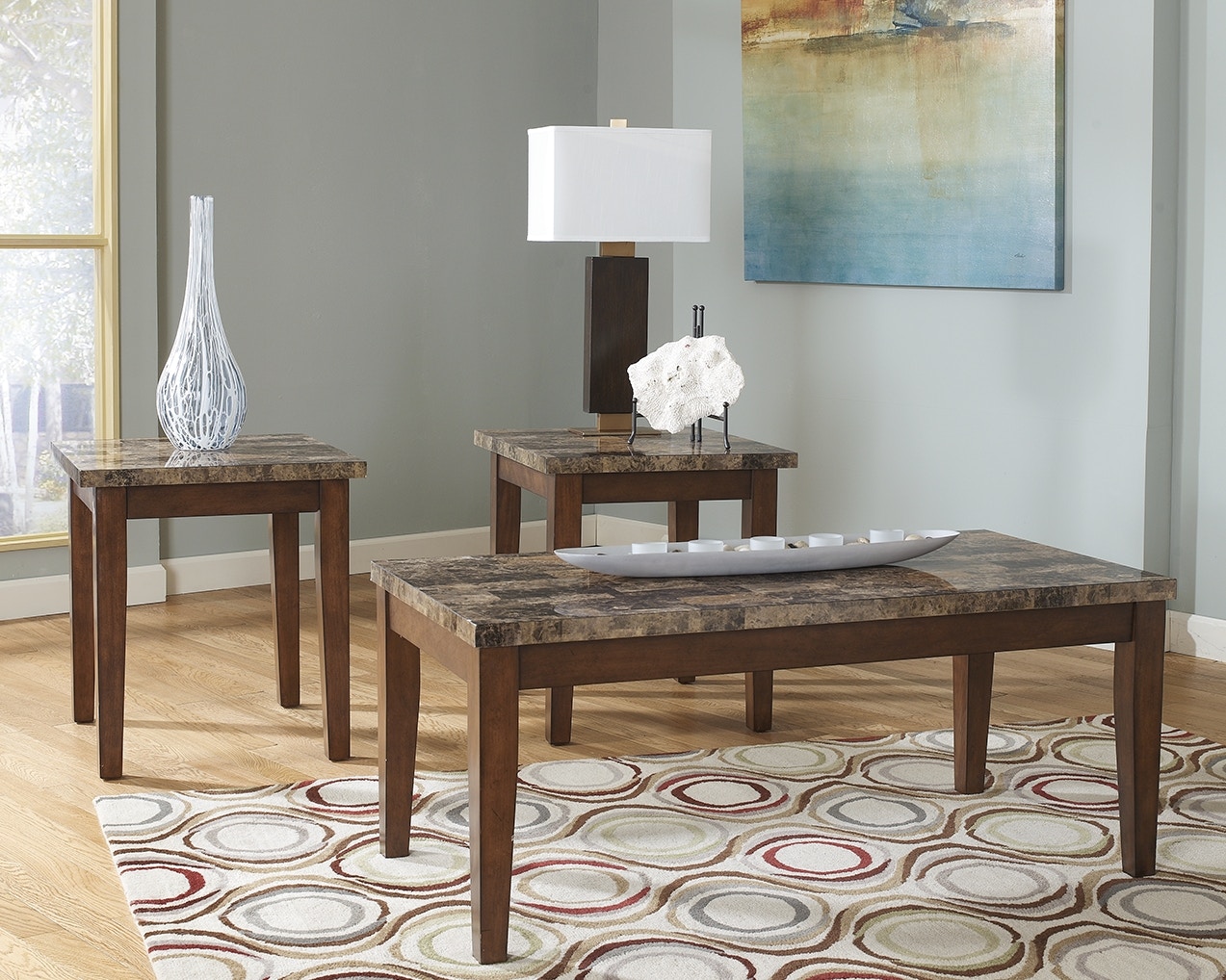 Ashley marble coffee table discount