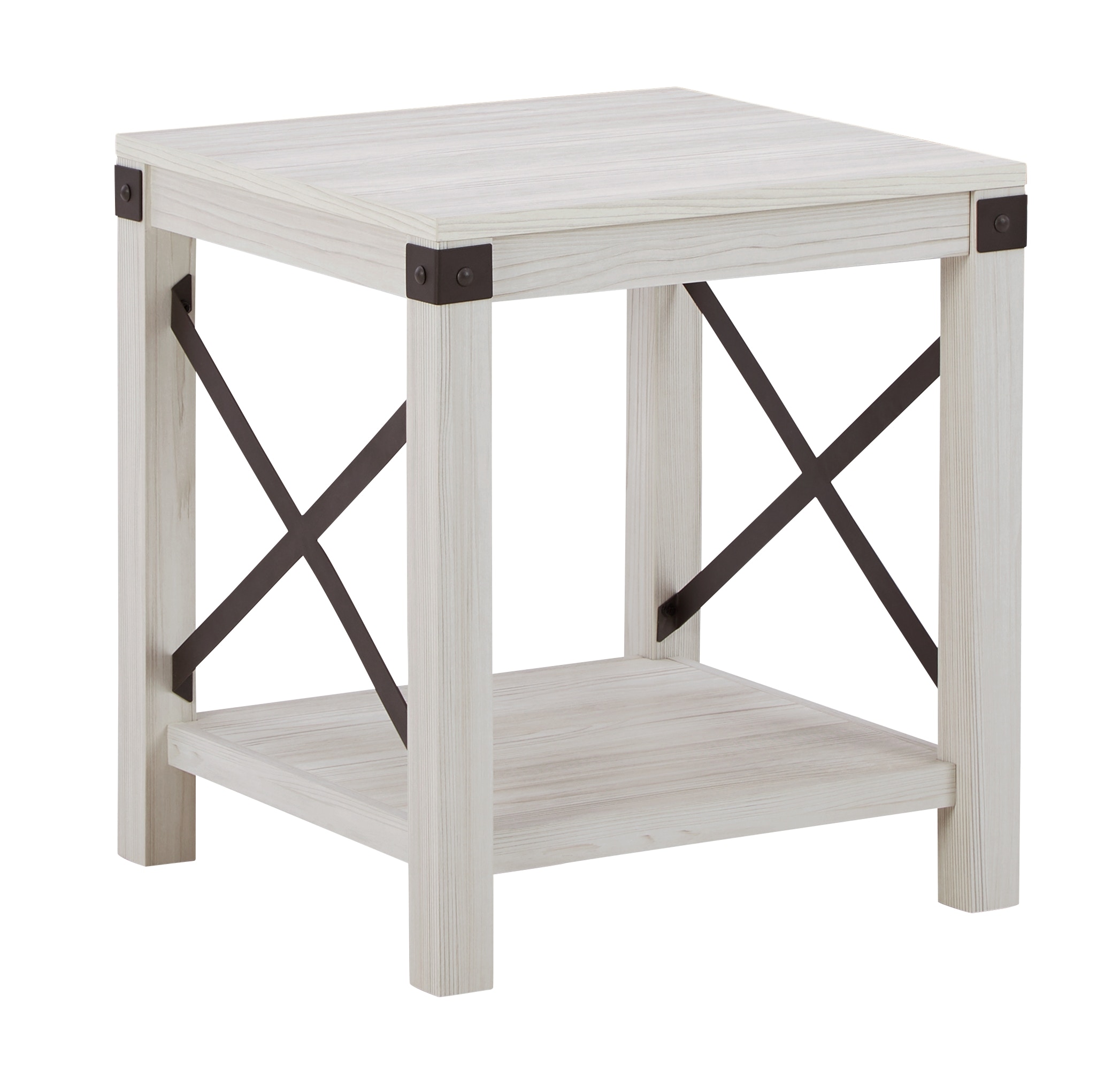 2 white end tables