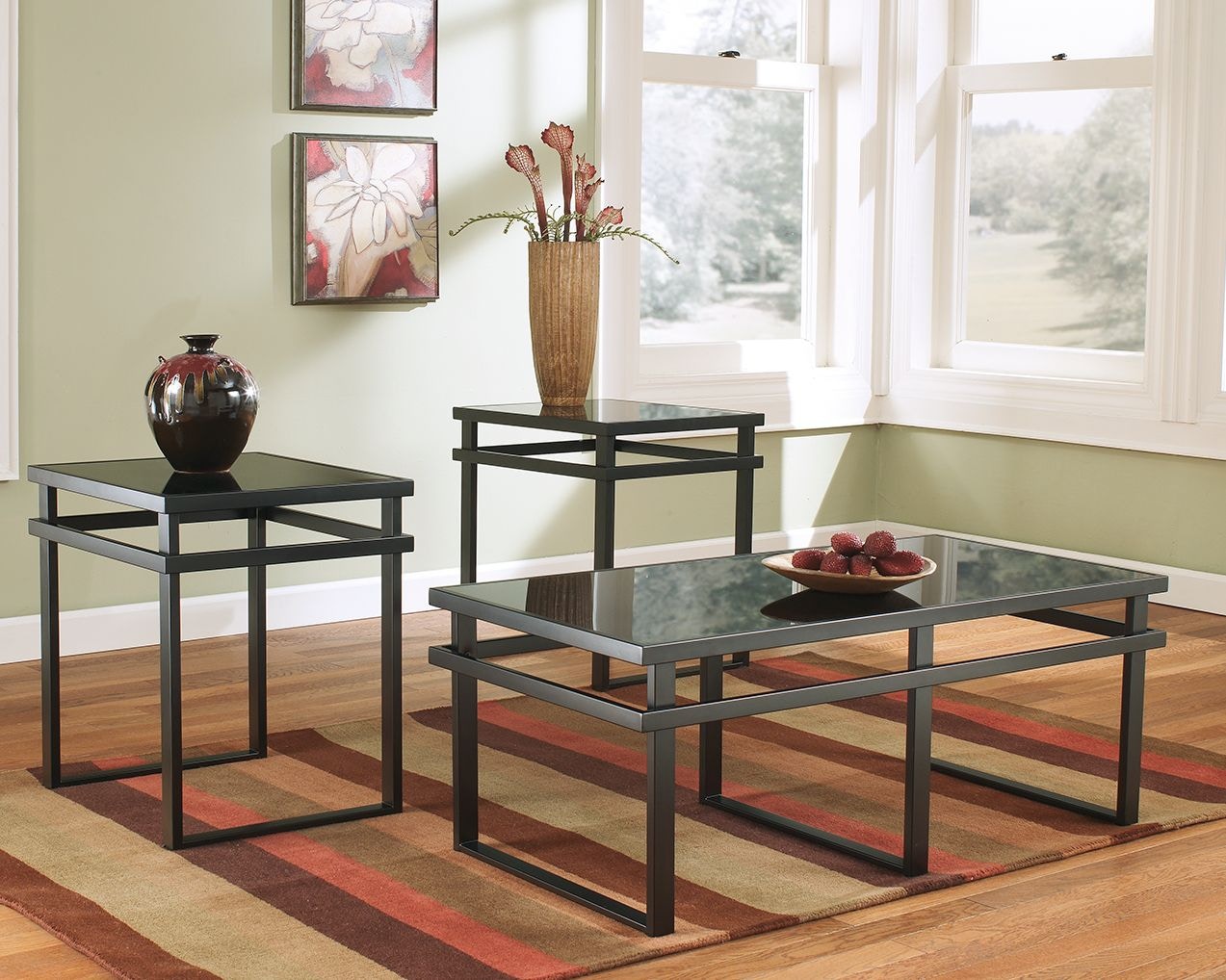 Glass table set of 3 online