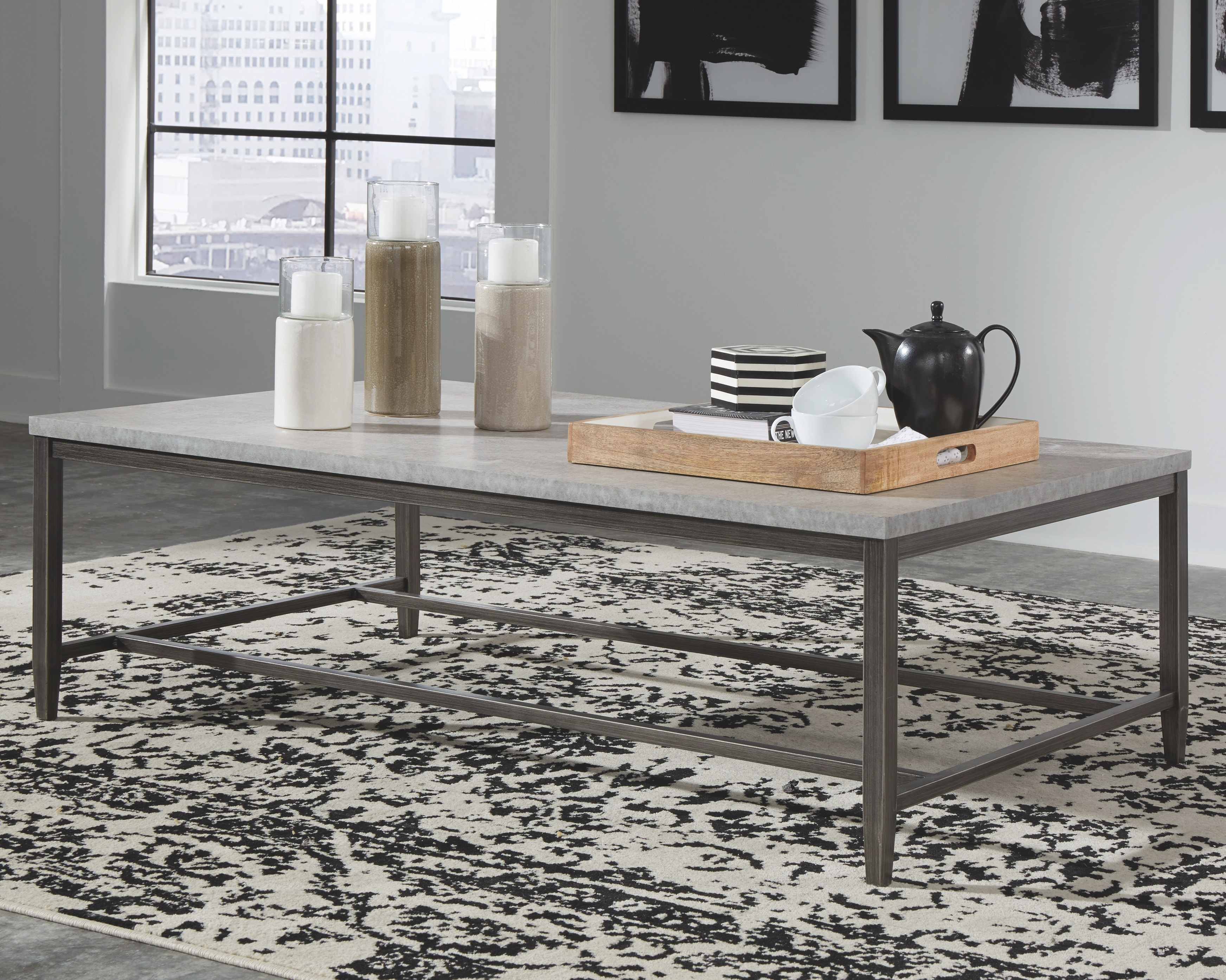 Signature Design by Ashley Cloverty Aged Gold End Table with Mirror Top and Glass Shelf in the